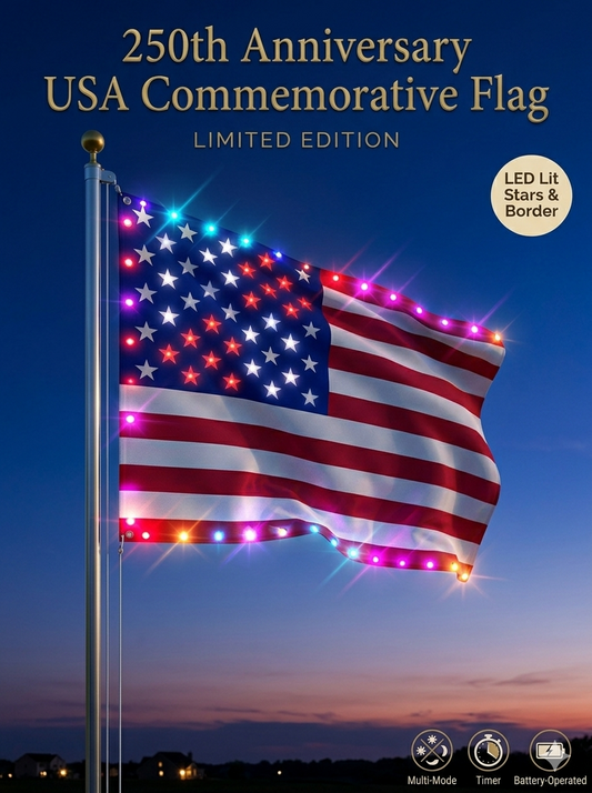 Last Day 49% OFF🔥 🦅 Illuminated 250th Anniversary USA Commemorative Flag - Premium LED Edition (3x5 Ft) --Bestseller