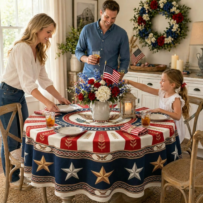 🎆USA 250th Anniversary Backyard Tablecloth - 55/70 , Red White Blue for Patriotic Gathering-Viral