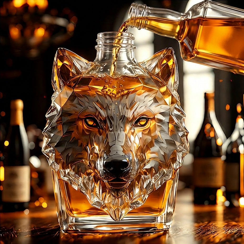 🎁 Father’s Day 49% OFF - Vanguard Wolf Head Crystal Glass Liquor Bottle - Limited Edition Masterpiece -Finds