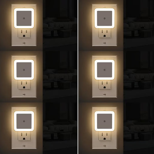 6pcs Night Light, Night Lights Plug into Wall , Nightlight Plug in Night Lights, Dusk to Dawn Night Lamp Led Night Light for Bedroom, Bathroom, Hallway Warm White - ZZZ