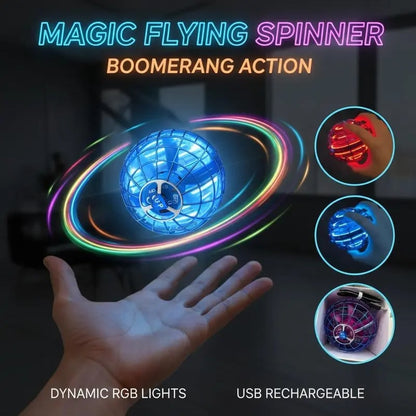 🚀 Levitating Induction Flying Ball – Smart Glow Gyro for Fingertip Play – LED Mini Drone Toy for Kids & Adults ✨-Viral