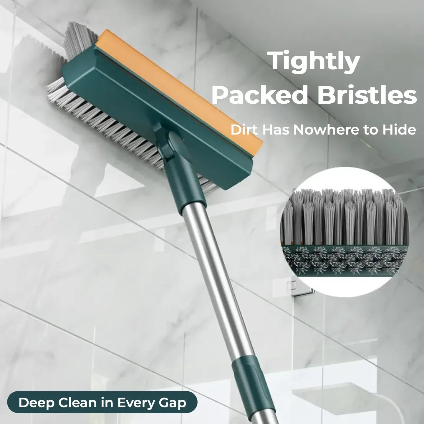 🏆Floor Scrub Brush with Long Handle, 3-in-1 Scrape and Heavy-Duty Stiff Bristle Floor Scrubber Brush with Squeegee for Cleaning Tile Wall Deck Bathroom Patio Garage Kitchen home kit - AD0