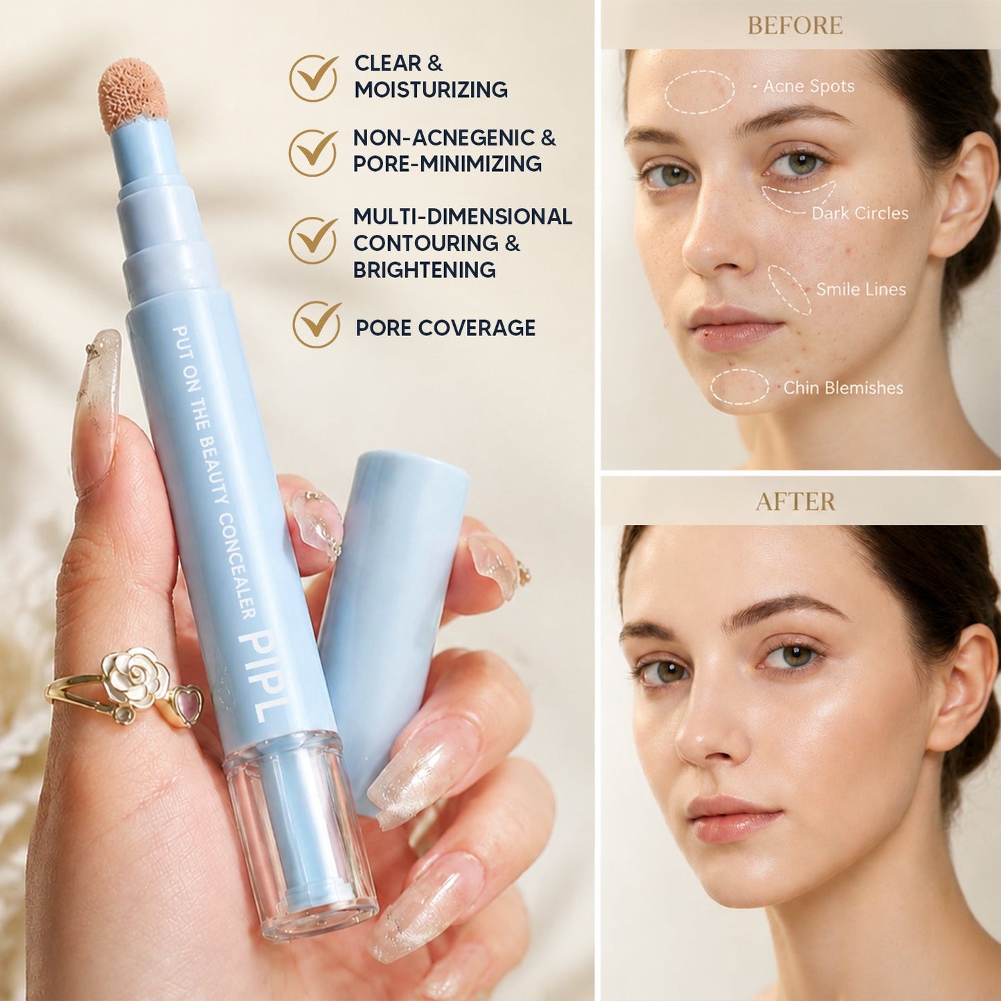 ⏱️ Flawless 24-Hour Wear: Long-Lasting Concealer Pen 💧-Viral