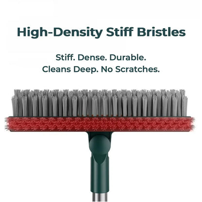 🏆Floor Scrub Brush with Long Handle, 3-in-1 Scrape and Heavy-Duty Stiff Bristle Floor Scrubber Brush with Squeegee for Cleaning Tile Wall Deck Bathroom Patio Garage Kitchen home kit - AD0