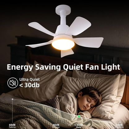 Socket Fan with Light and Remote, Socket Fan Light 3000K-6500K 3 Colors Dimmable, 5 Blades with Socket Extender,Portable Small Ceiling Fans-Rush