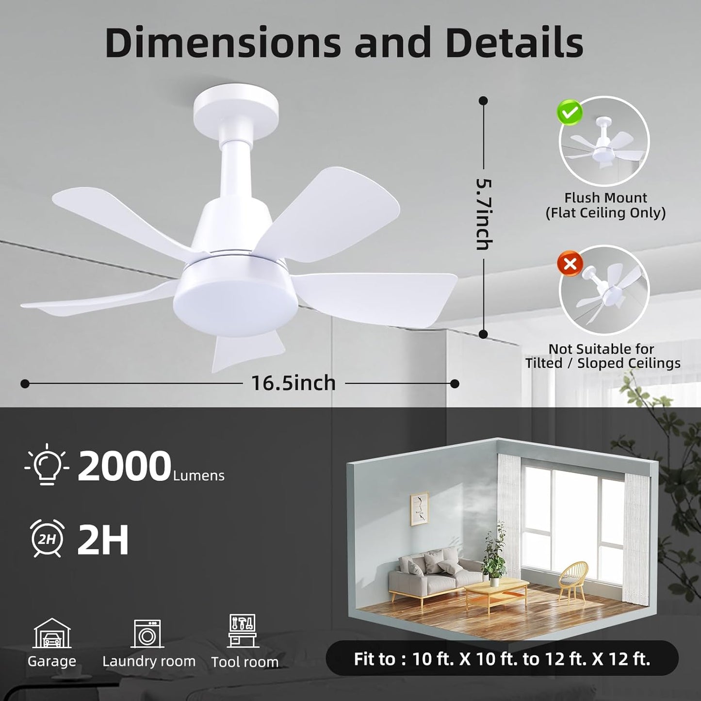 Socket Fan with Light and Remote, Socket Fan Light 3000K-6500K 3 Colors Dimmable, 5 Blades with Socket Extender,Portable Small Ceiling Fans-Rush