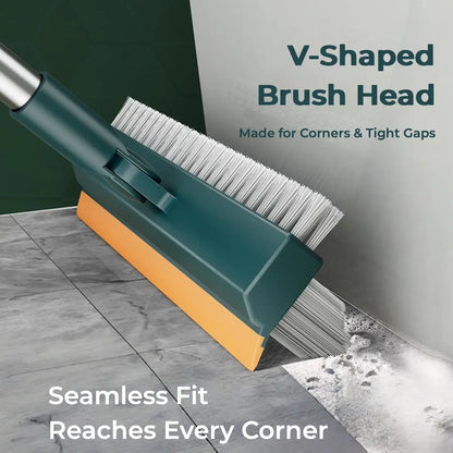 🏆Floor Scrub Brush with Long Handle, 3-in-1 Scrape and Heavy-Duty Stiff Bristle Floor Scrubber Brush with Squeegee for Cleaning Tile Wall Deck Bathroom Patio Garage Kitchen home kit - AD0