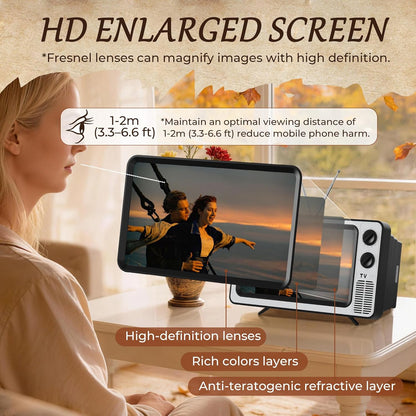 12' Screen Magnifier for Cell Phone-Retro TV Amplifier 3D HD Mobile Phone Screen Magnifying Enlarger-Rush