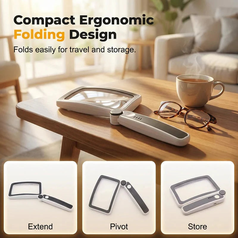 🔍 Folding Handheld Magnifying Glass with Light – Perfect for Reading🔥-edition