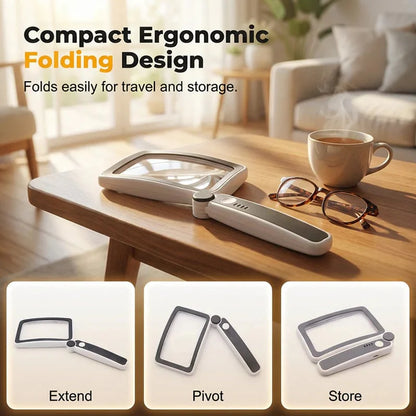 🔍 Folding Handheld Magnifying Glass with Light – Perfect for Reading🔥-edition