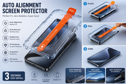 🔥 3-Second Auto Alignment Screen Protector | Bubble-Free & Dust-Free Installation-TOP1