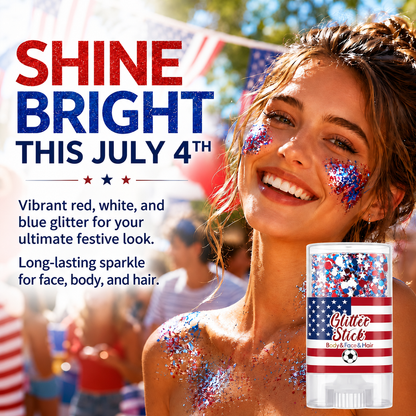 3-in-1 Patriotic Glow 😍 ✨ Red,   White & Blue Glitter Body Stick-Viral