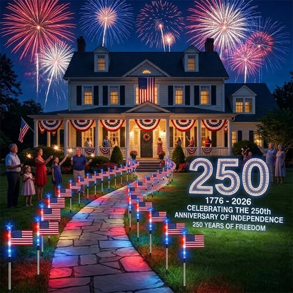 Solar American Flag Pathway Lights for 250th Independence Celebration 🇺🇸✨-Rush