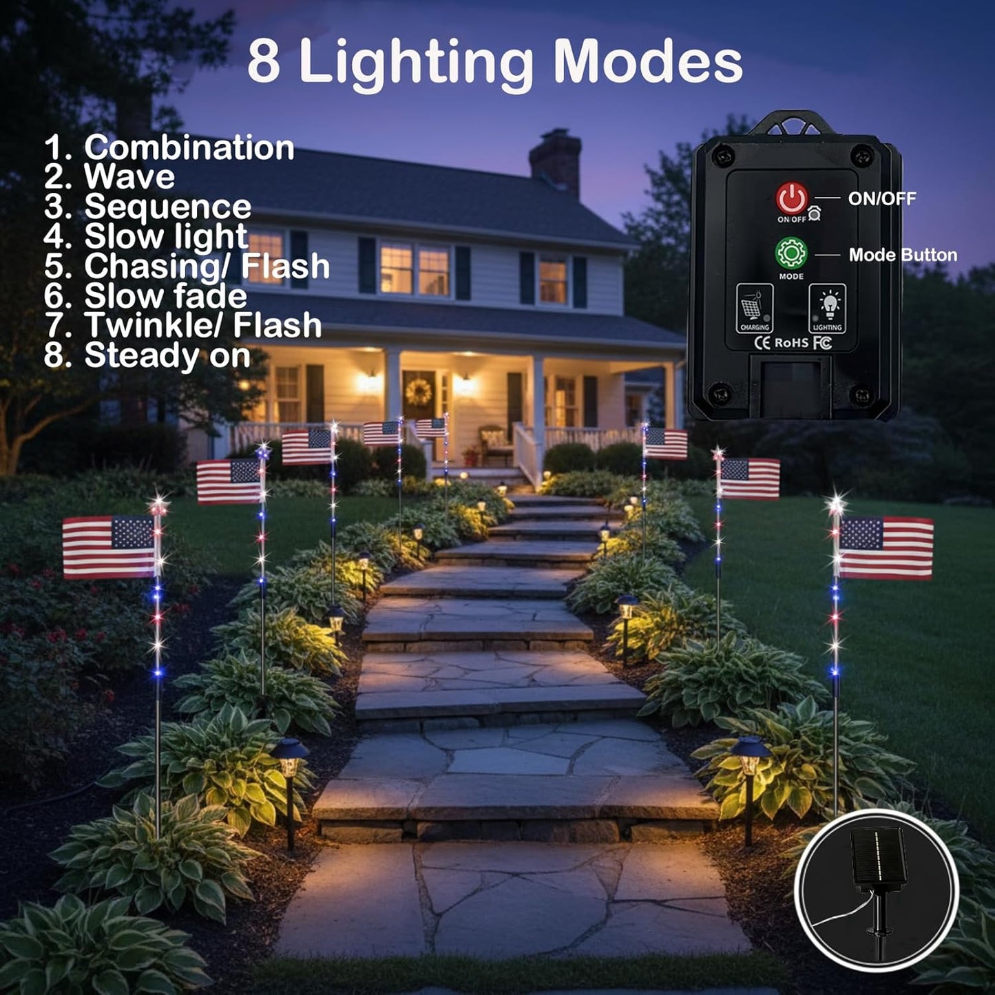 Solar American Flag Pathway Lights for 250th Independence Celebration 🇺🇸✨-Rush