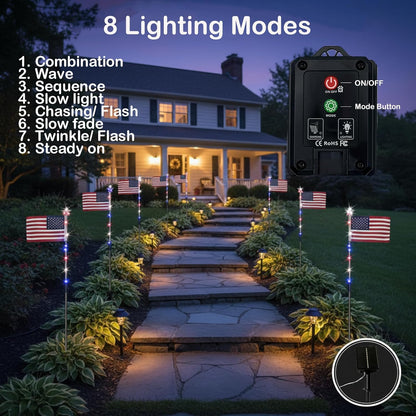 Solar American Flag Pathway Lights for 250th Independence Celebration 🇺🇸✨-Rush