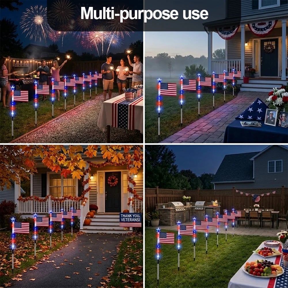 Solar American Flag Pathway Lights for 250th Independence Celebration 🇺🇸✨-Rush