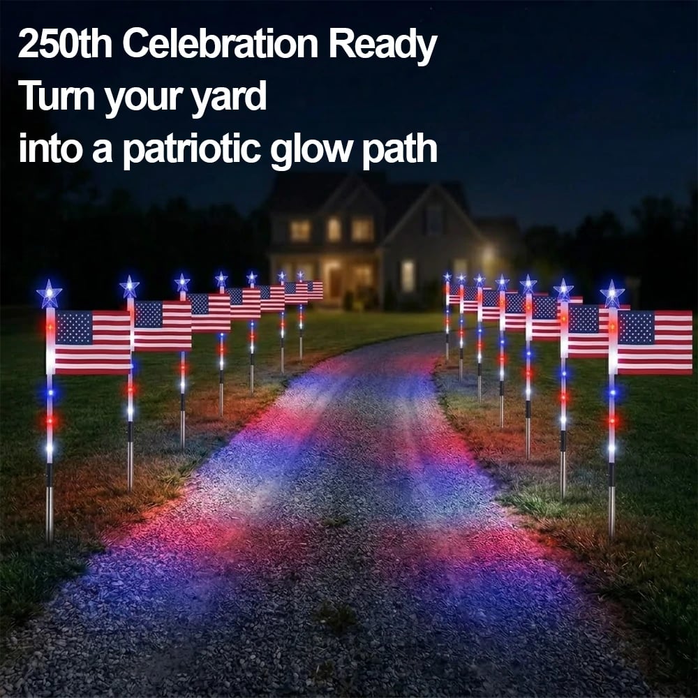 Solar American Flag Pathway Lights for 250th Independence Celebration 🇺🇸✨-Rush