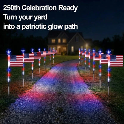 Solar American Flag Pathway Lights for 250th Independence Celebration 🇺🇸✨-Rush