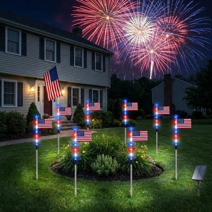 Solar American Flag Pathway Lights for 250th Independence Celebration 🇺🇸✨-Rush