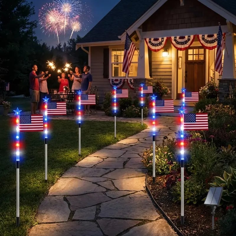 Solar American Flag Pathway Lights for 250th Independence Celebration 🇺🇸✨-Rush