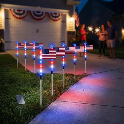 Solar American Flag Pathway Lights for 250th Independence Celebration 🇺🇸✨-Rush