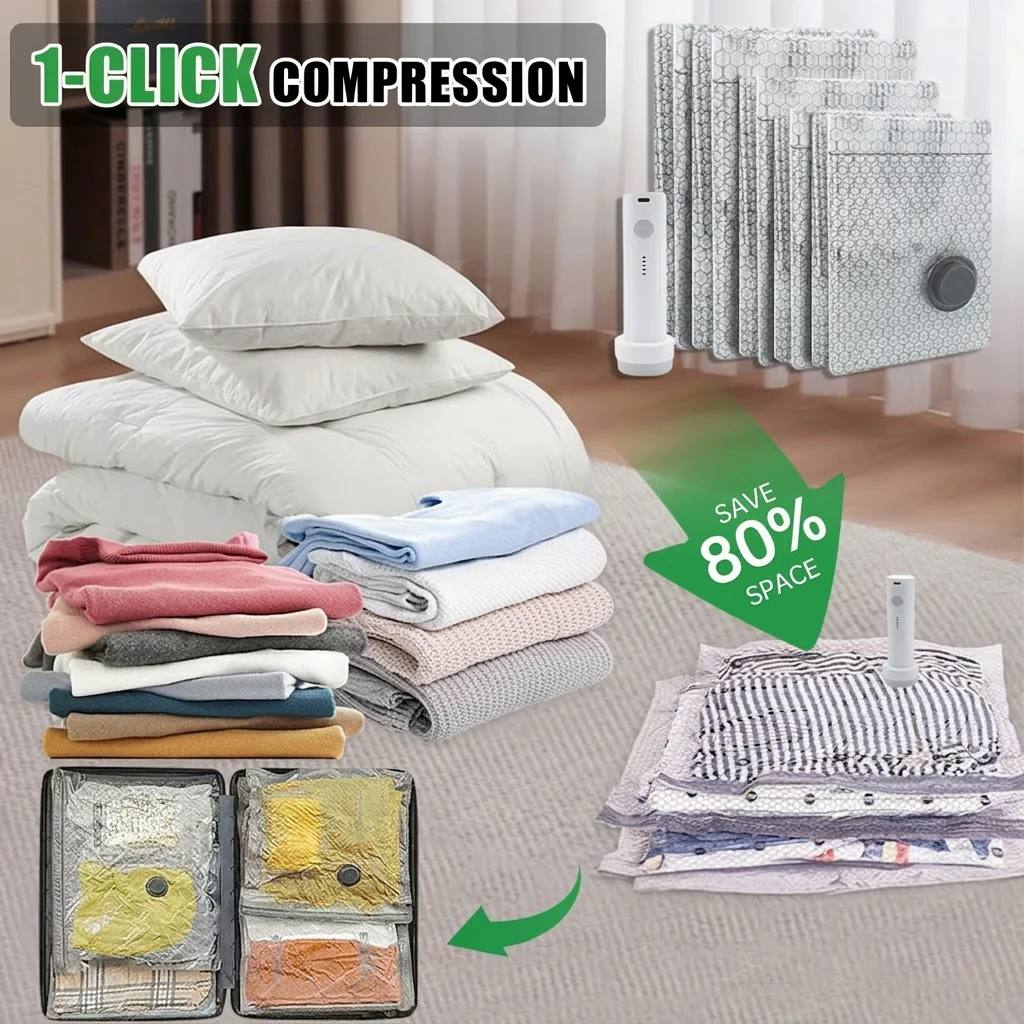 Cordless Travel Vacuum Storage Compression Bag Set-Rush