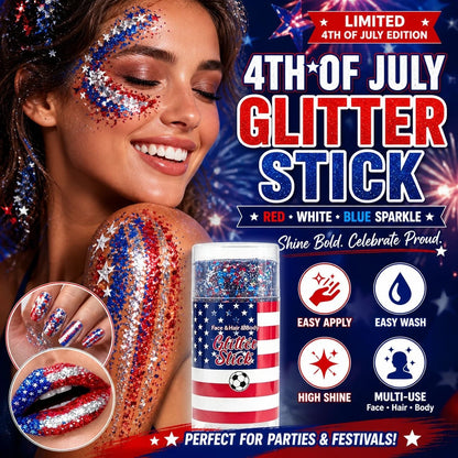 3-in-1 Patriotic Glow 😍 ✨ Red,   White & Blue Glitter Body Stick-Viral