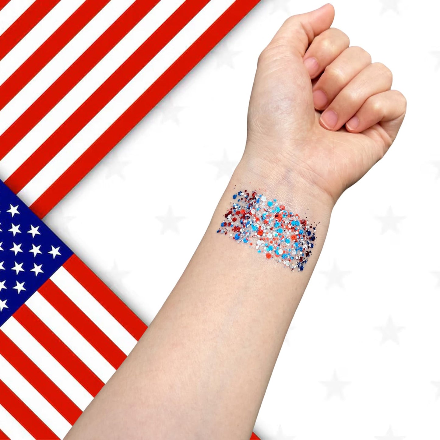 3-in-1 Patriotic Glow 😍 ✨ Red,   White & Blue Glitter Body Stick-Viral