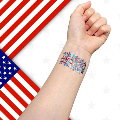 3-in-1 Patriotic Glow 😍 ✨ Red,   White & Blue Glitter Body Stick-Viral