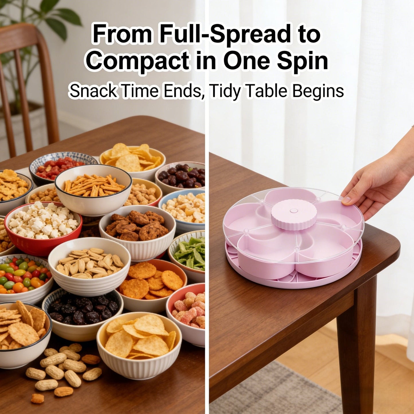 🍽️ Rotating 5-Compartment Snack Tray-Rush