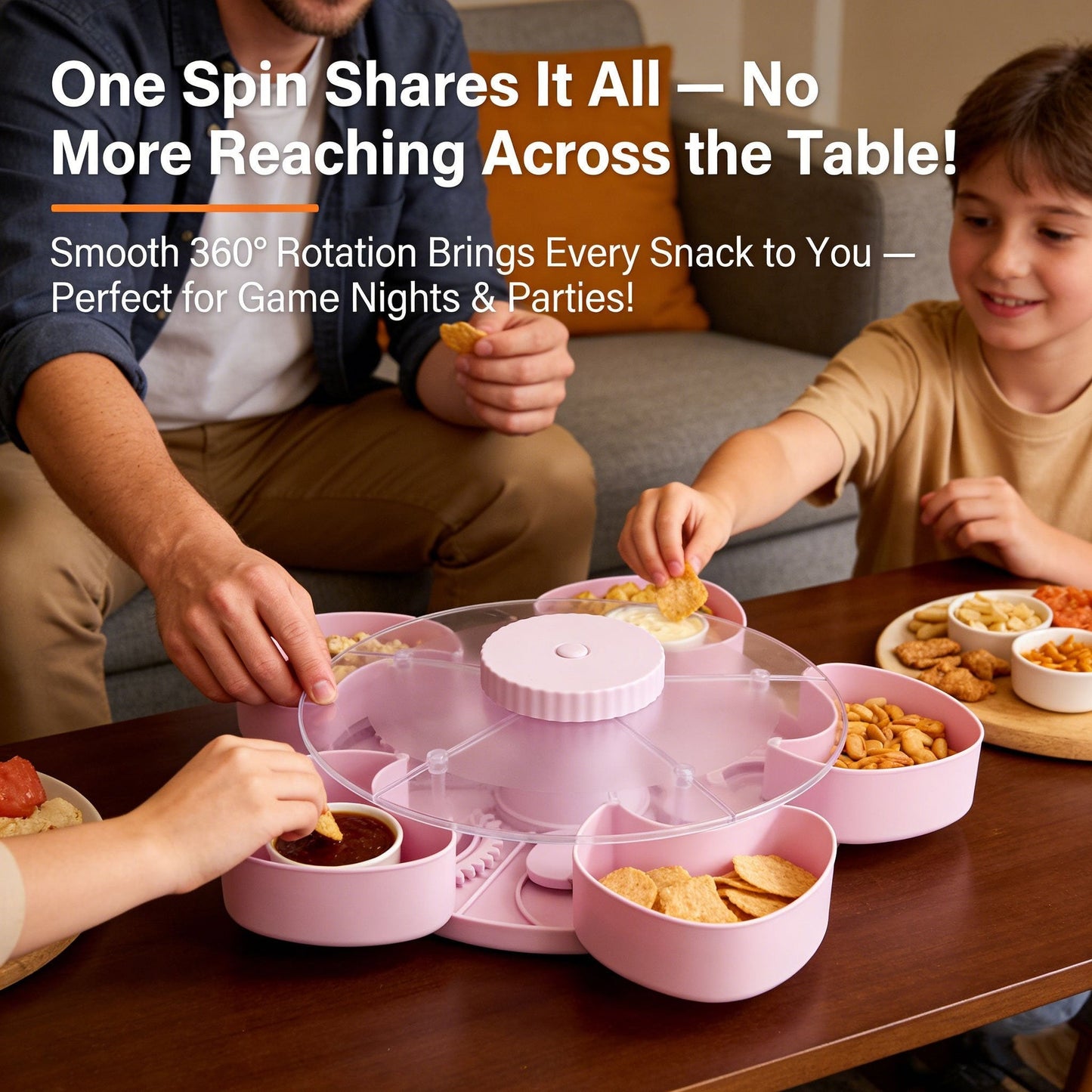 🍽️ Rotating 5-Compartment Snack Tray-Rush