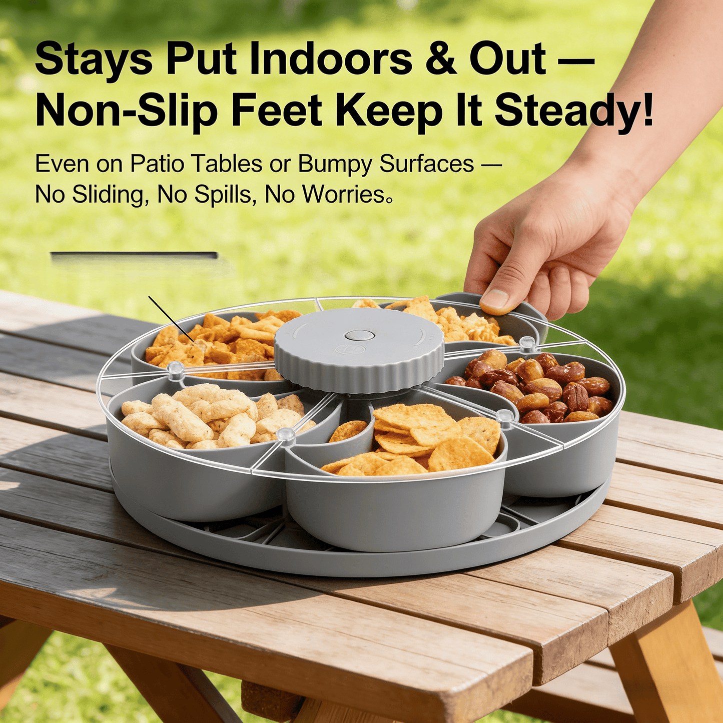 🍽️ Rotating 5-Compartment Snack Tray-Rush