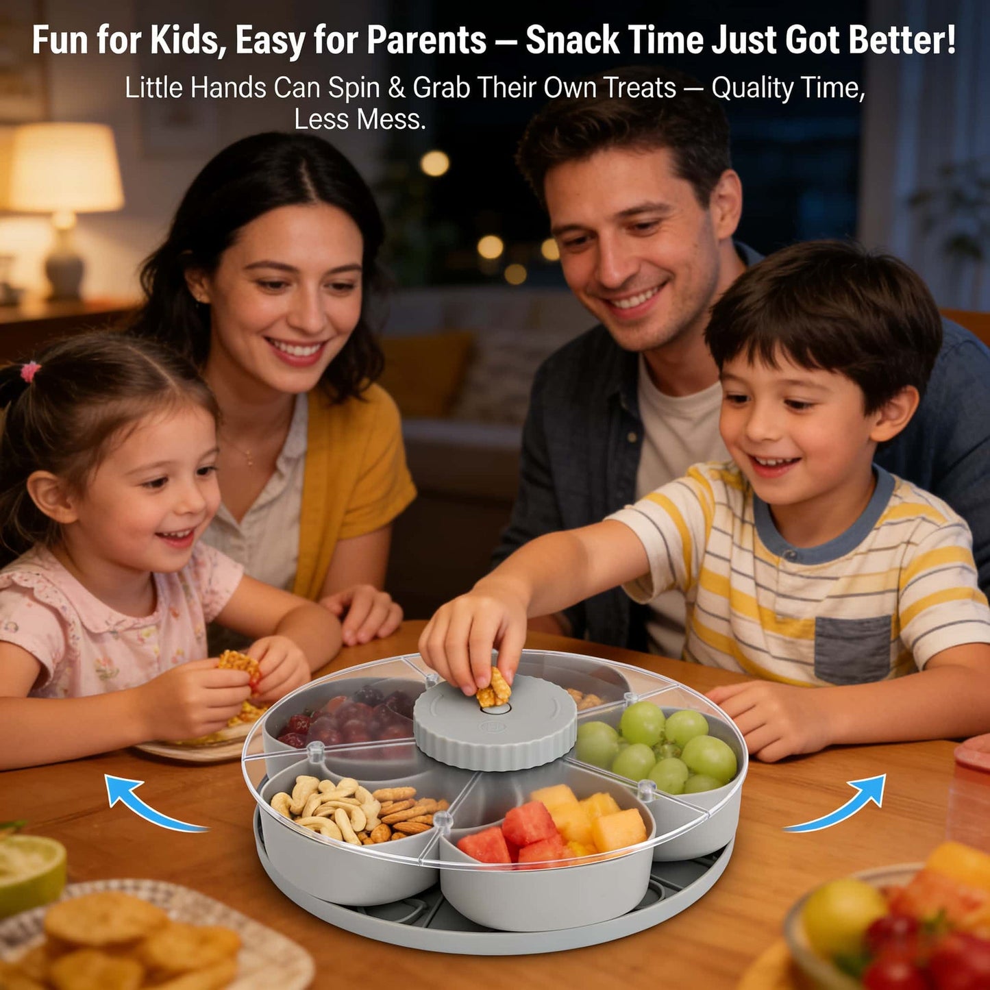 🍽️ Rotating 5-Compartment Snack Tray-Rush