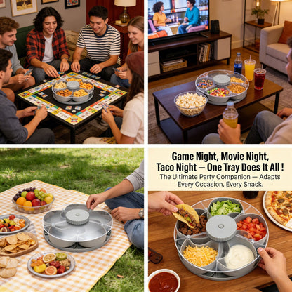 🍽️ Rotating 5-Compartment Snack Tray-Rush