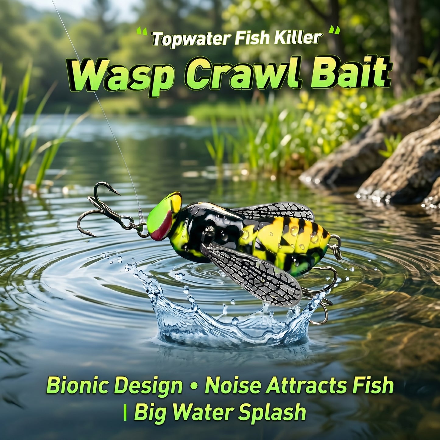 🔥 Last Day 49% OFF – 🐝 Bionic Wasp Topwater Lure That Triggers Explosive Strikes-Curated