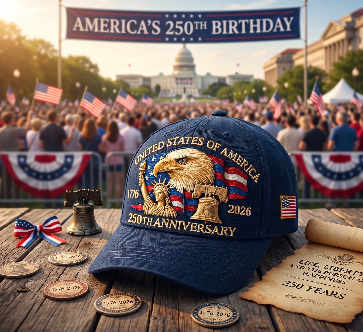 Commemorative Baseball Cap - 250th Anniversary United States of America (1776-2026)🏆-Curated