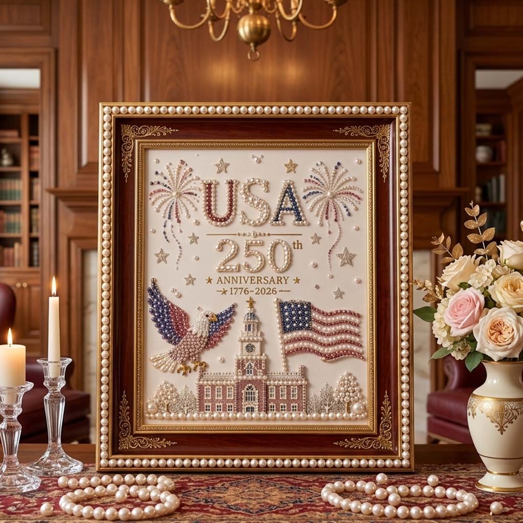 🔥LAST DAY 49% OFF - 🇺🇸 USA 250th Anniversary DIY Pearl Painting Kit ✨❤️‍🔥 -Bestseller