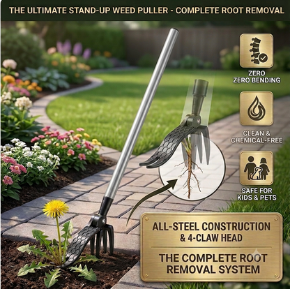 🌱Stand Up Weed Puller Tool with 4-🛒Claw Steel Head💪-edition