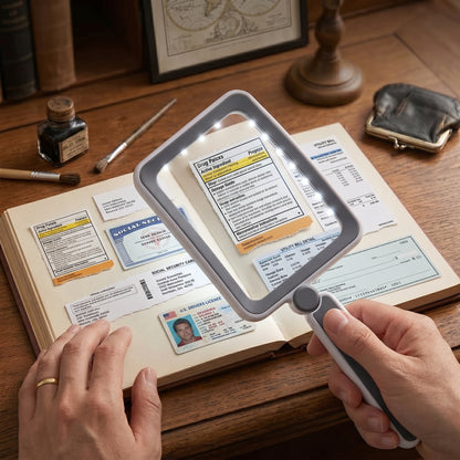 🔍 Folding Handheld Magnifying Glass with Light – Perfect for Reading🔥-edition