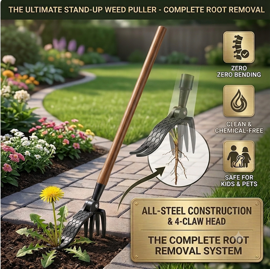 🌱Stand Up Weed Puller Tool with 4-🛒Claw Steel Head💪-edition