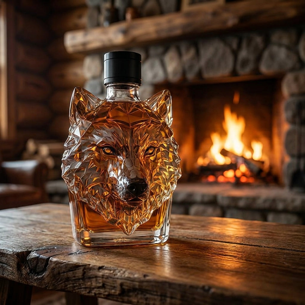 🎁 Father’s Day 49% OFF - Vanguard Wolf Head Crystal Glass Liquor Bottle - Limited Edition Masterpiece -Finds