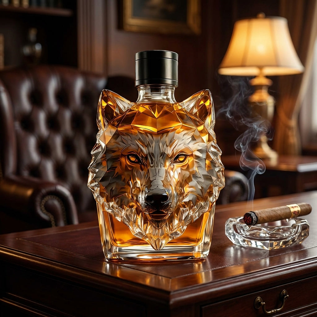 🎁 Father’s Day 49% OFF - Vanguard Wolf Head Crystal Glass Liquor Bottle - Limited Edition Masterpiece -Finds