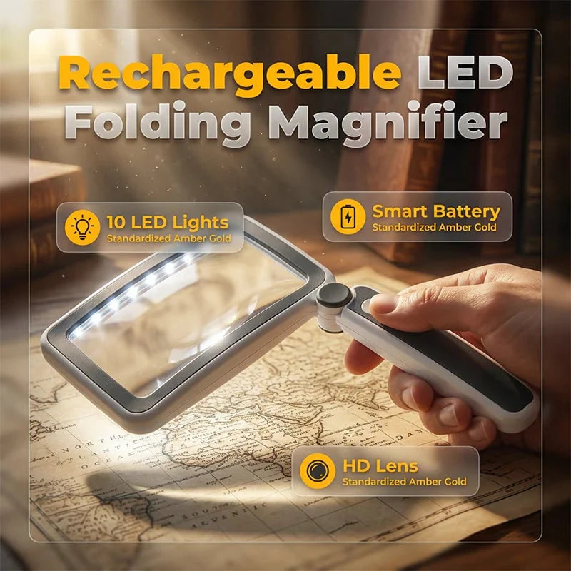 🔍 Folding Handheld Magnifying Glass with Light – Perfect for Reading🔥-edition