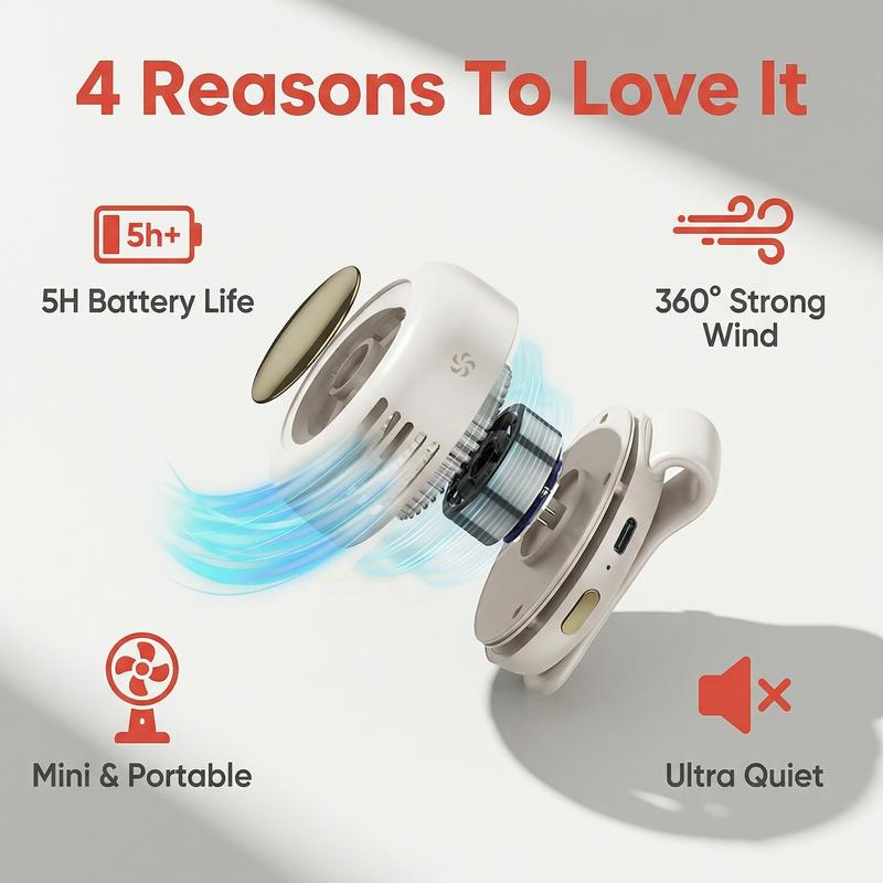 🔥💥Portable Silent Mini Bladeless Electric Fan. Ideal for outdoor travel,Perfect Gift-Finds