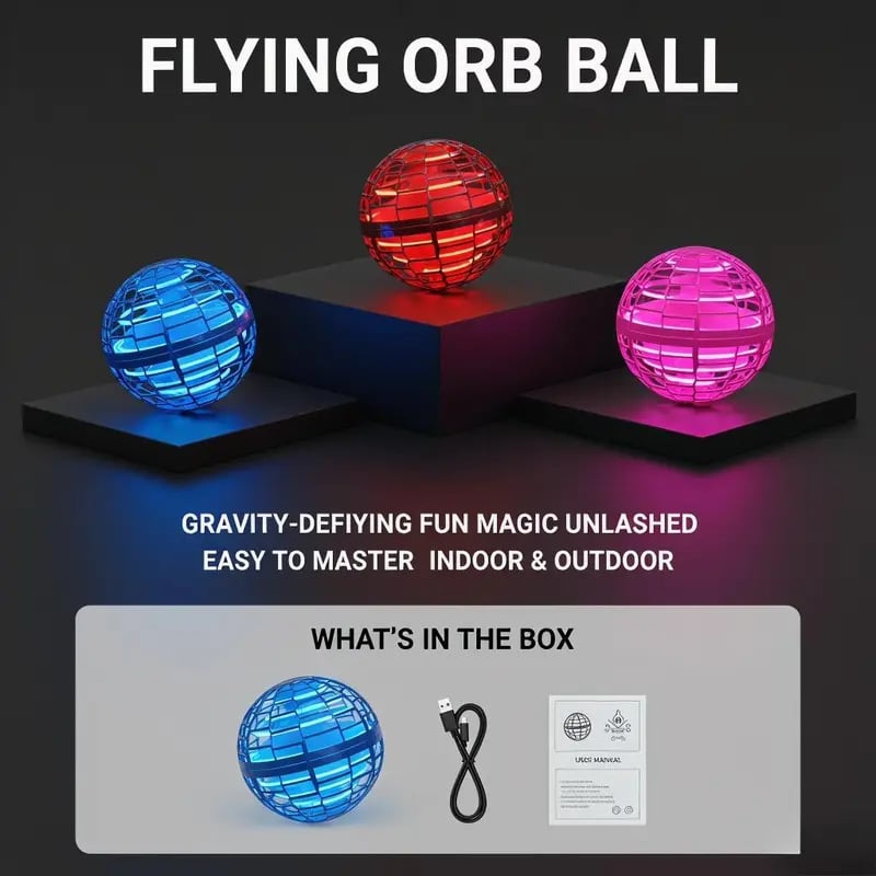 🚀 Levitating Induction Flying Ball – Smart Glow Gyro for Fingertip Play – LED Mini Drone Toy for Kids & Adults ✨-Viral