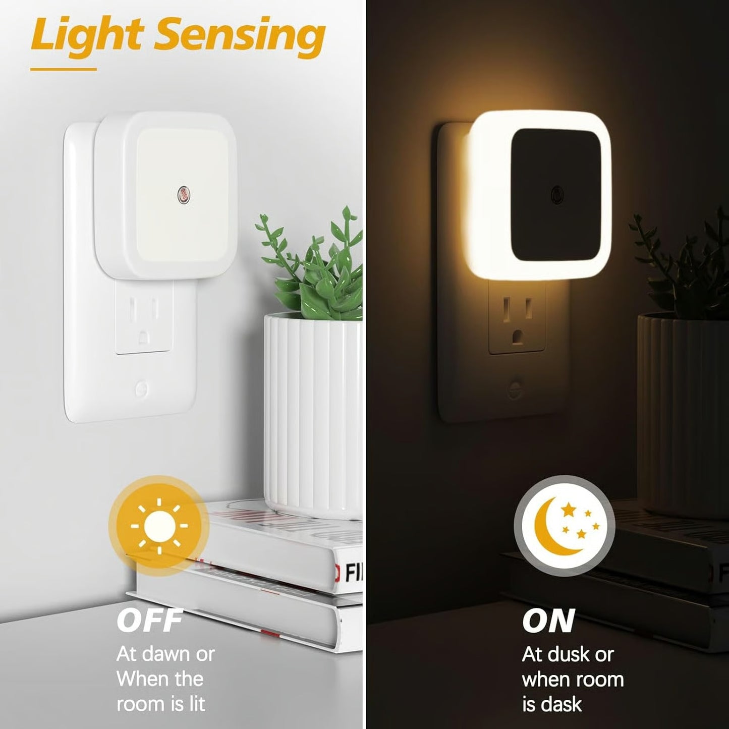 6pcs Night Light, Night Lights Plug into Wall , Nightlight Plug in Night Lights, Dusk to Dawn Night Lamp Led Night Light for Bedroom, Bathroom, Hallway Warm White - ZZZ