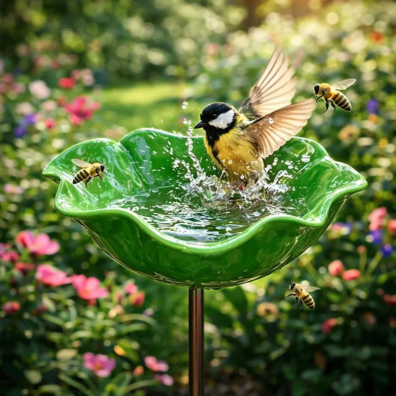 💖Garden Flower Bird Waterer🎁Handmade Metal Flower Garden Stake🐦-Finds
