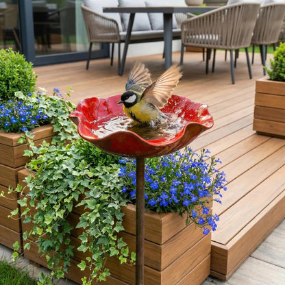 💖Garden Flower Bird Waterer🎁Handmade Metal Flower Garden Stake🐦-Finds