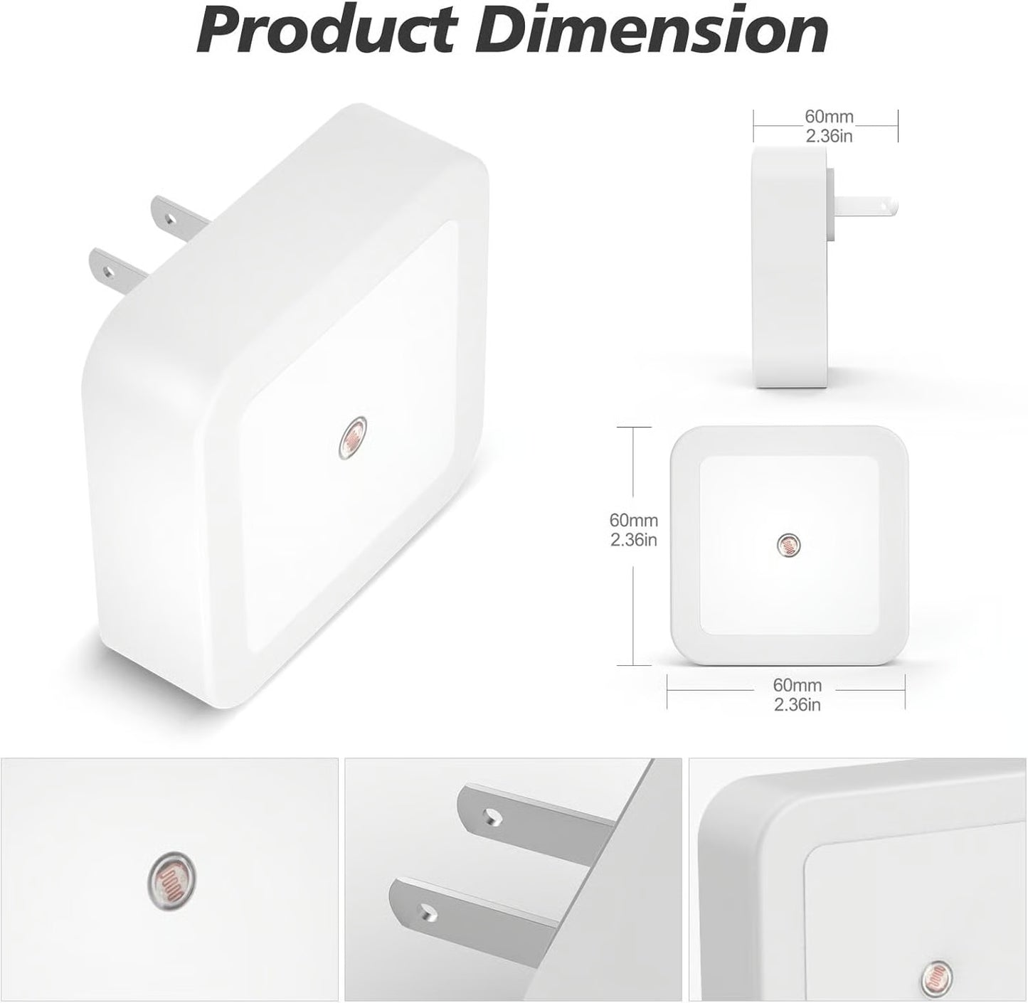 6pcs Night Light, Night Lights Plug into Wall , Nightlight Plug in Night Lights, Dusk to Dawn Night Lamp Led Night Light for Bedroom, Bathroom, Hallway Warm White - ZZZ