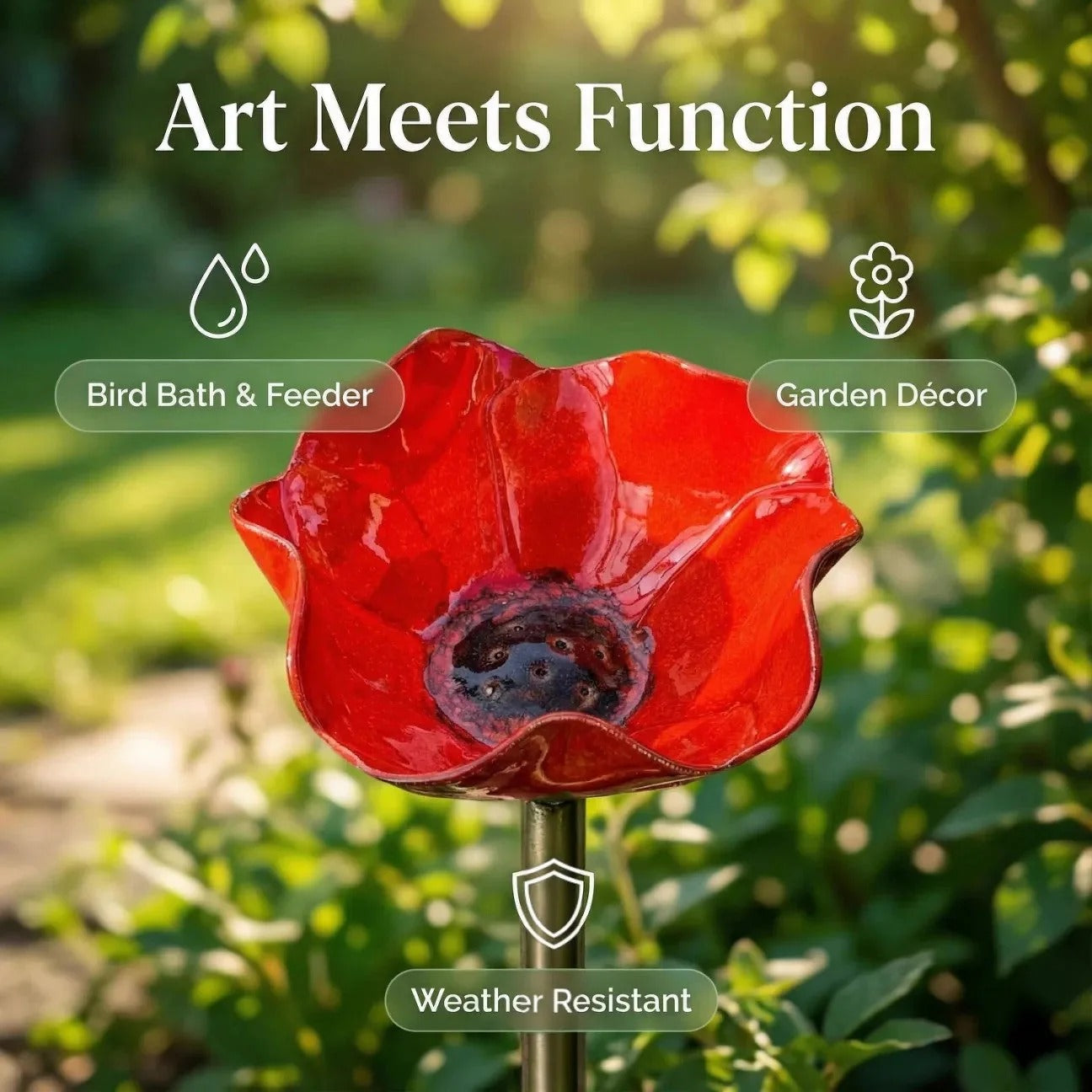💖Garden Flower Bird Waterer🎁Handmade Metal Flower Garden Stake🐦-Finds